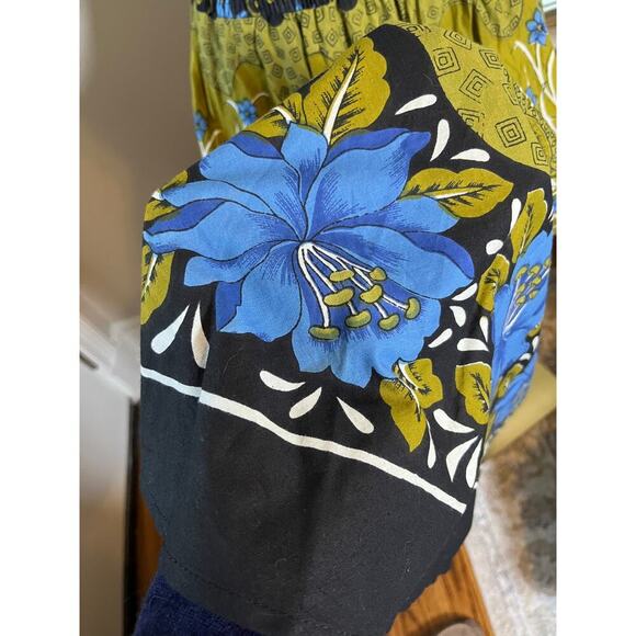 Pretty Pink Women Small Dress Blue Olive Black Cotton  Peasant‎ Boho Vintage - Picture 13 of 14